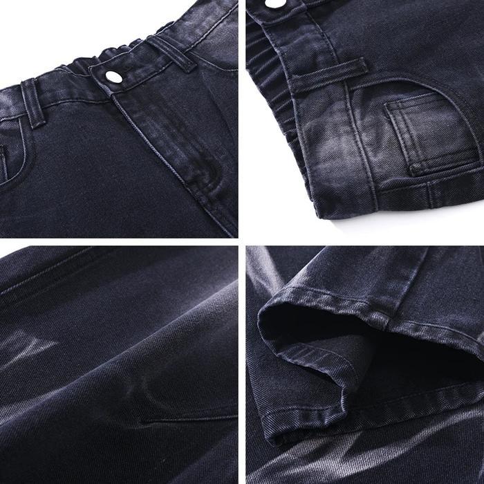 8zg8- Tamp-X Oversize Baggy Celana Jeans Pria Jeans Petir Skena Hitam Denim Jumbo Loose