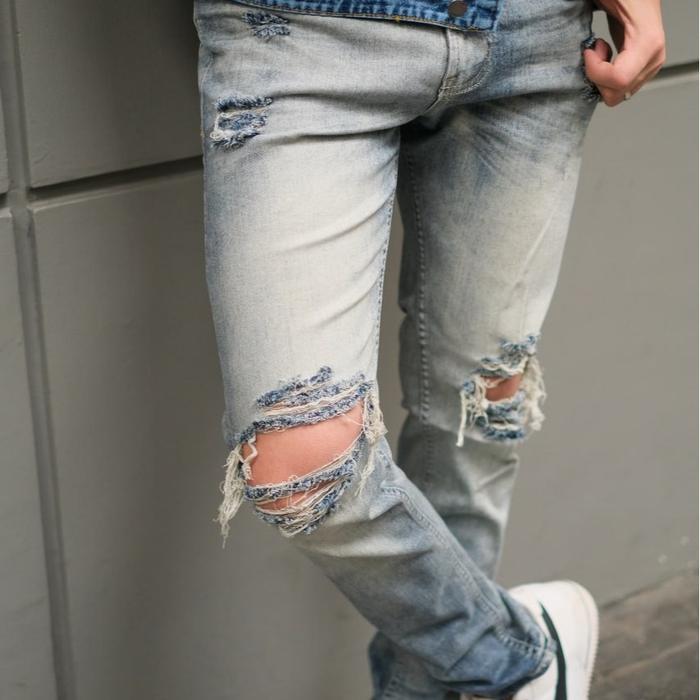 8zg8- Weird Jeans - Vintage Blue - Celana Jeans Panjang Pria Slimfit Strech Ripped Biru