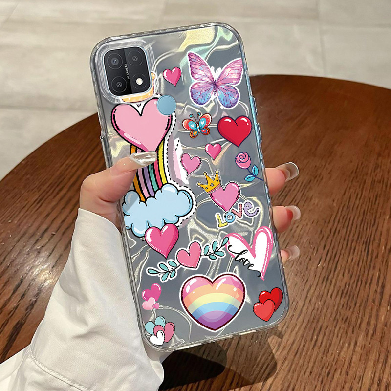 Casing Hp OPPO A15 A15s A35 Case Casing Pola Pelangi Cinta HP Kasing Kasus ponsel transparan mewah S