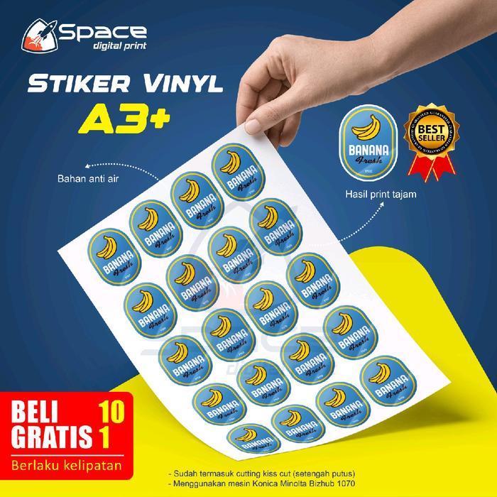 Cetak Stiker Vinilyl Anti Air (sudah termasuk cutting) Putih Paper Printer Stationery