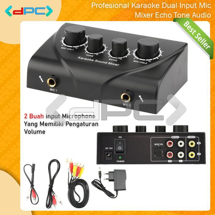 Mixer Professional Karaoke Echo Tone Audio 2 Input Mic