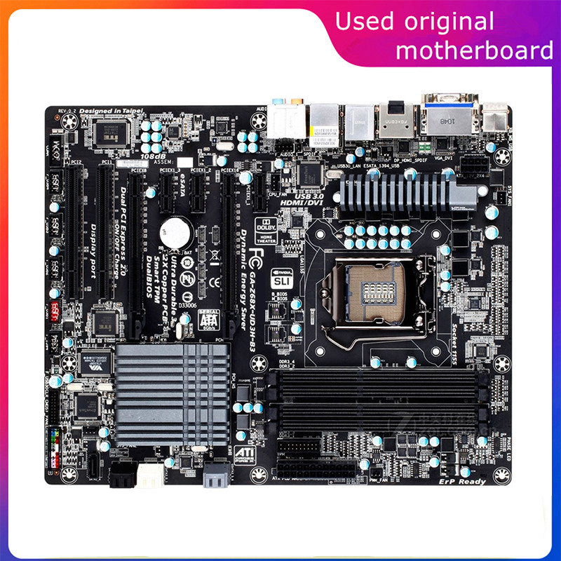 Used LGA 1155 For Intel Z68 GA-Z68X-UD3H-B3 Z68X-UD3H-B3 Computer USB3.0 SATA3 Motherboard DDR3 32G 