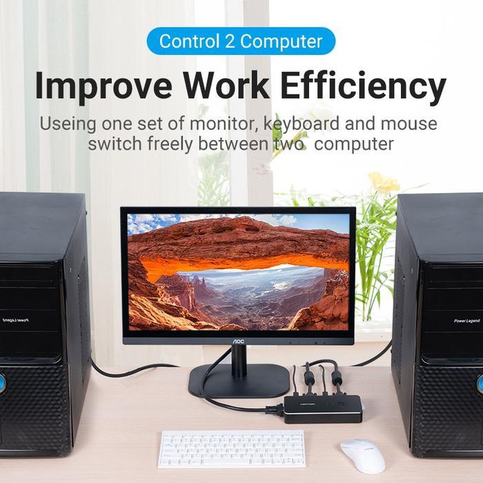 zii8- Vention Kvm Switch Vga Usb Printer Sharing Keyboard Mouse Pc