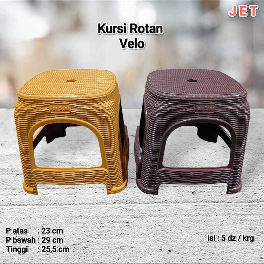 JET-Kursi Plastik Motif Rotan Velo tinggi 25cm/Dingklik Plastik