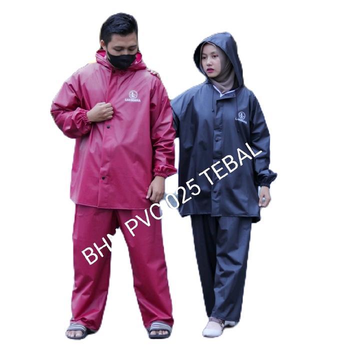 TERMURAH JAS HUJAN JAKET+CELANA JAS HUJAN PRIA JAS HUJAN WANITA JAS HUJAN BAHAN PVC 025 TEBAL LENTUR