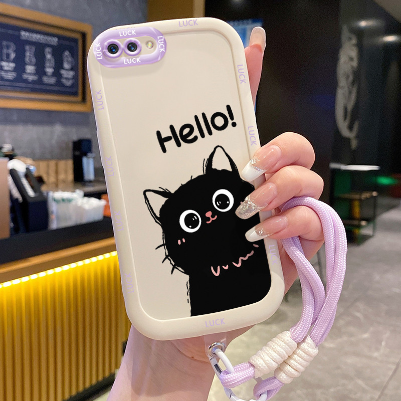 Casing Hp untuk OPPO A5 A3s A12E Realme C1 Case Casing HP Softcase silikon Kasing lanyard pribadi pe