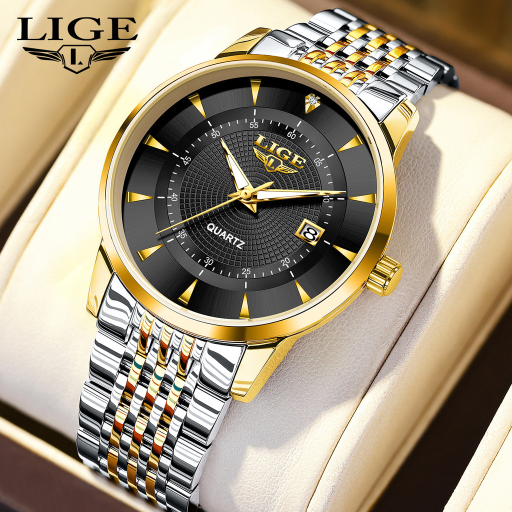 LIGE Original Design Simple Quartz Man Watch Stainless Steel Band Fashion Casual Clocks Waterproof