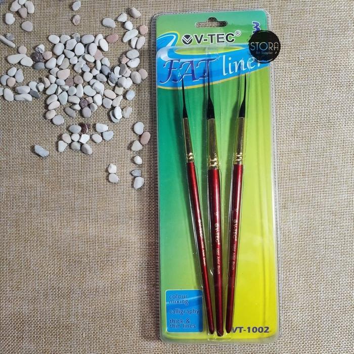 V-TEC 3 Pcs Artist Brush Fat Liner Calligraphy Kuas Kaligrafi VT-1002 Promo Premium