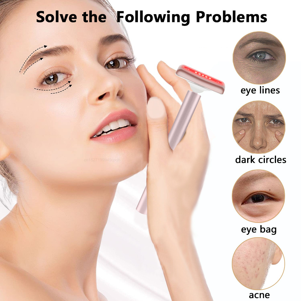 Eye Massager Eye Massage Instrument EMS Microcurrent Massager Red Light Therapy Anti Dark Circle Wri