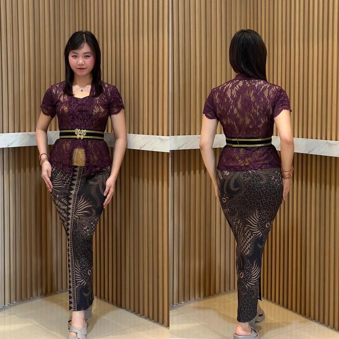 one set (setelan kebaya) shopia brokat lengan pendek lilit mewah elegant/atasan wanita /baju