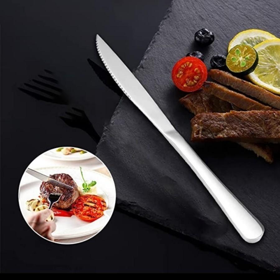 Pisau Steak Polos Full Stainless Steel 401 Awet Kuat Murah Tebal Tajam Panjang 23.2CM Pisau Makan Po