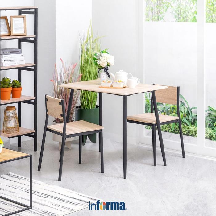 INFORMA LEXON SET MEJA MAKAN 2 KURSI - COKELAT MUDA