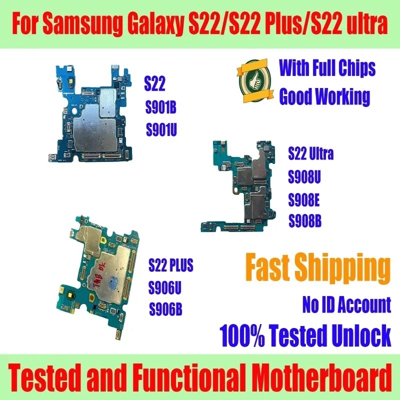 Unlocked S22 Motherboard 128GB Working For Samsung Galaxy S22 Plus Tested s22 ultra phone mainboard