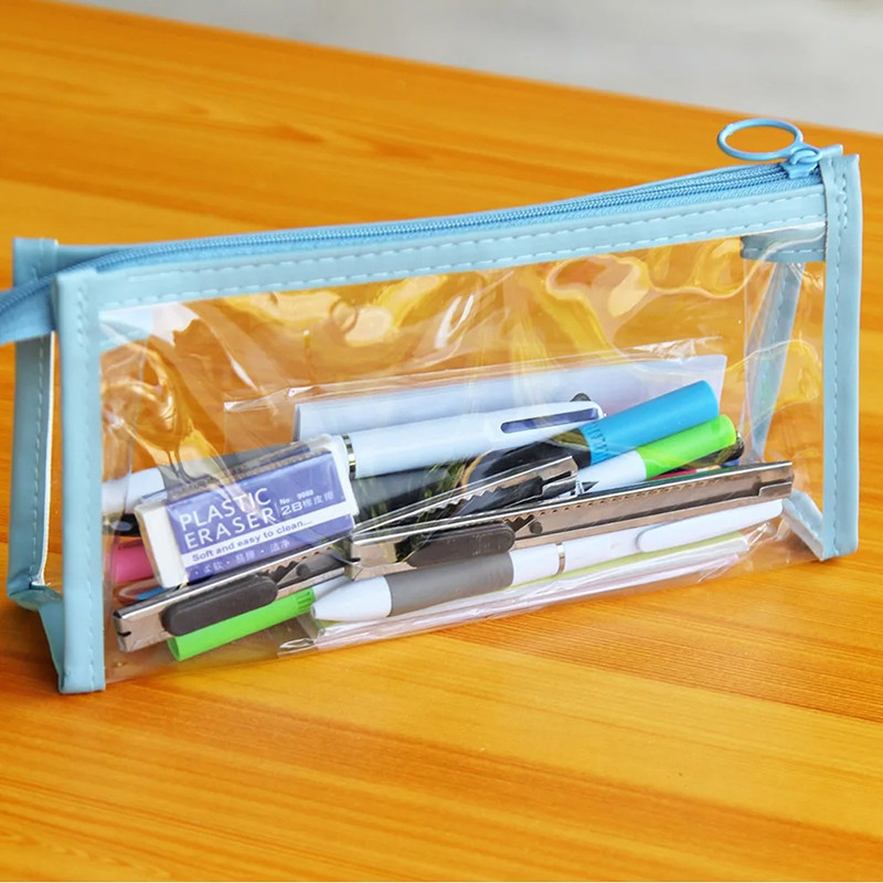 Morandi 5 Colour Softness Transparent PVC Pencils Case Waterproof Large Capacity Simple Pen Bag