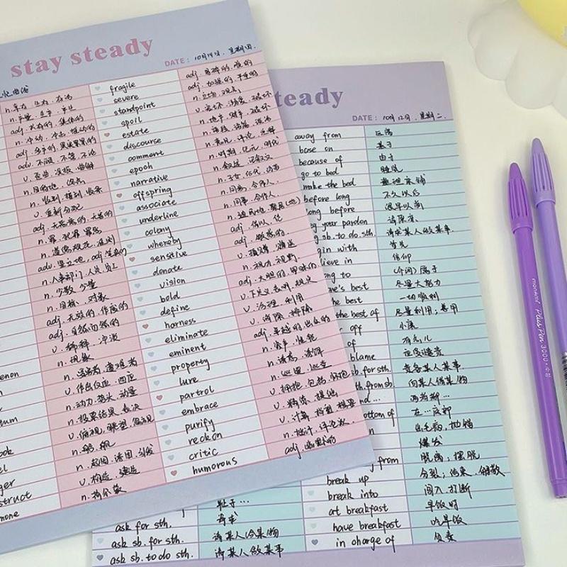Korean Style B5 English Word List Notebook Student Daily/weekly Planner Notepad Classroom Error