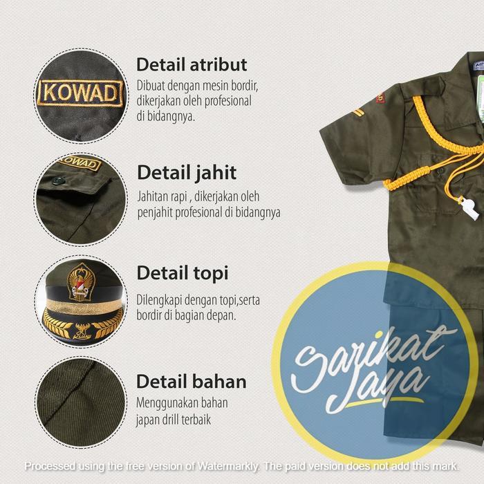 Terbaik Baju Angkatan Darat (Kowad) Anak Perempuan 3-12 Tahun Terlaris