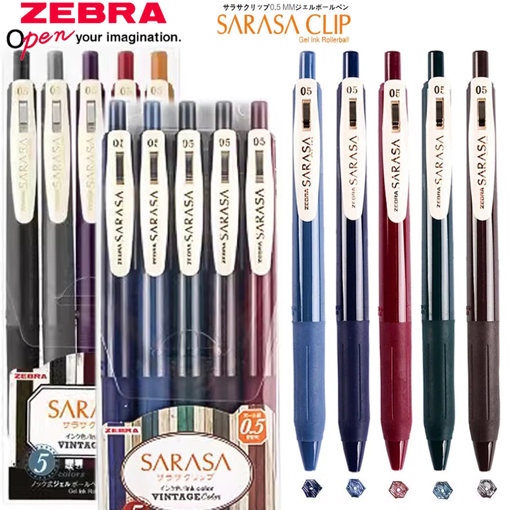 Japan ZEBRA SARASA Gel Pen Set JJ15 Retro Color 0.5mm Quick-drying Anti-fatigue Office Accessories S