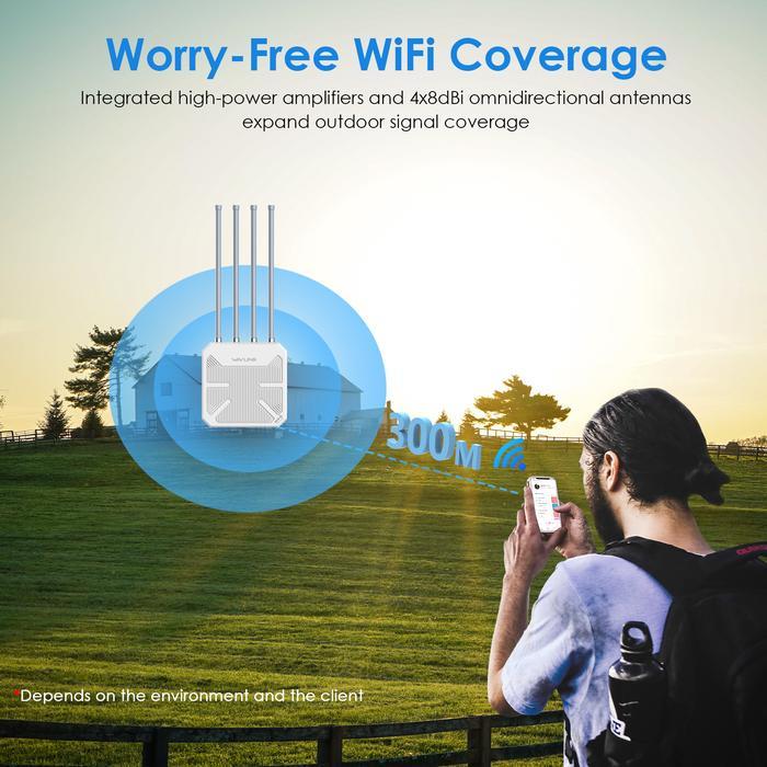 WAVLINK WIFI6 AX3000 OUTDOOR WIFI VOCHER MESH EXTENDER, PENGUAT SINYAL WIFI JARAK JAUH, DUAL BAND