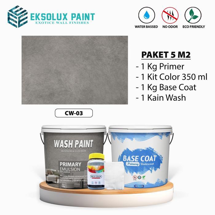 Cat Tembok Wash Paint Cement Wash Motif Semen Ekspos - Paket 5m2 Cat Dekoratif Wash Paint - Type