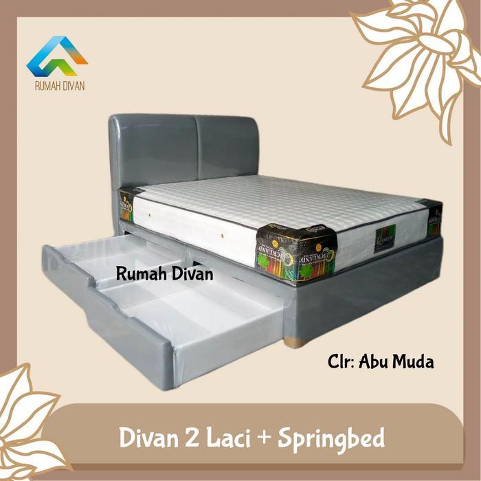 Divan Dipan 2 Laci Besar + Kasur Springbed 24Cm Uk.160*200