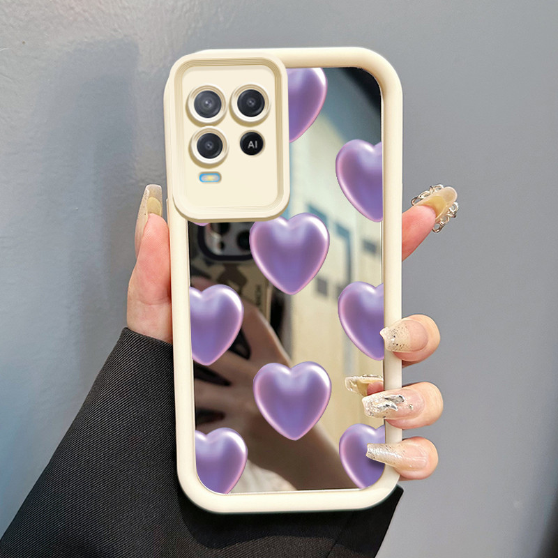 Casing Hp OPPO A54 Case HP Casing pola Cinta ungu Kasing cermin Cesing Silikon Softcase