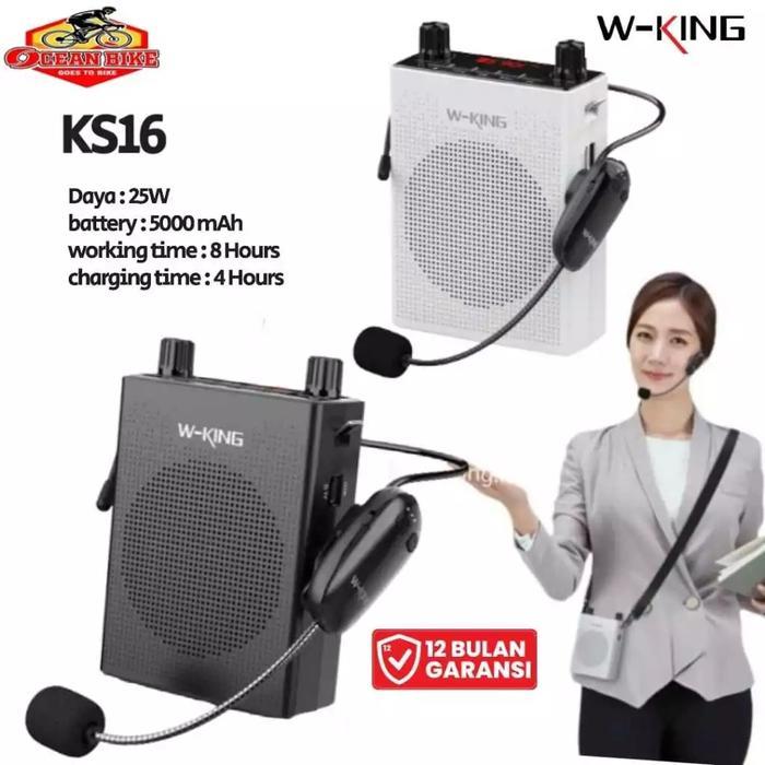 adra- Wking Speaker Pinggang Tour Guide Mic Karaoke W-King Ks16 Bluetooth