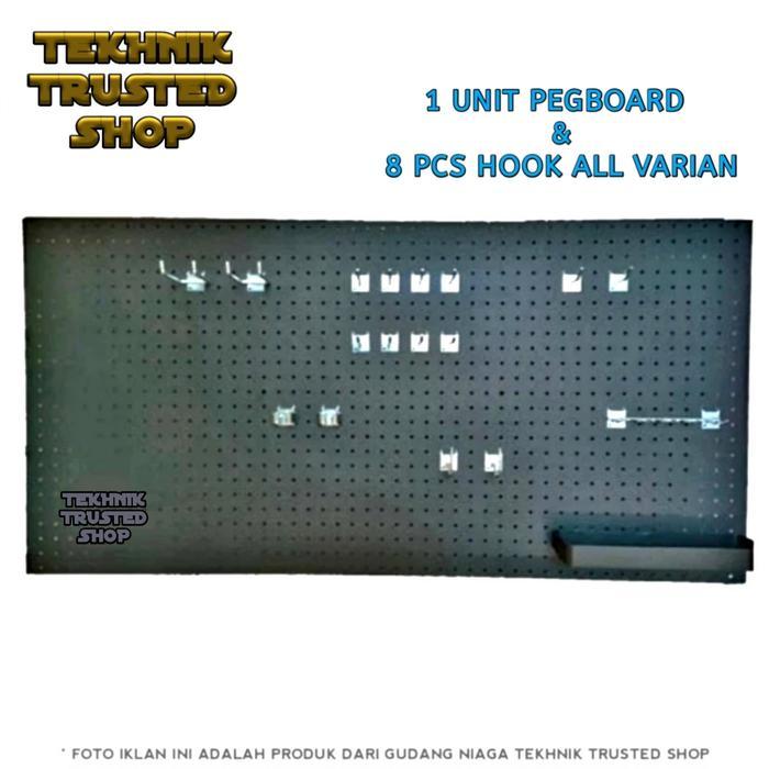 Pegboard Besi 120 X 60 Cm Hook Hanger Besi Rome Papan Dinding Rak Gantung Kunci Perkakas