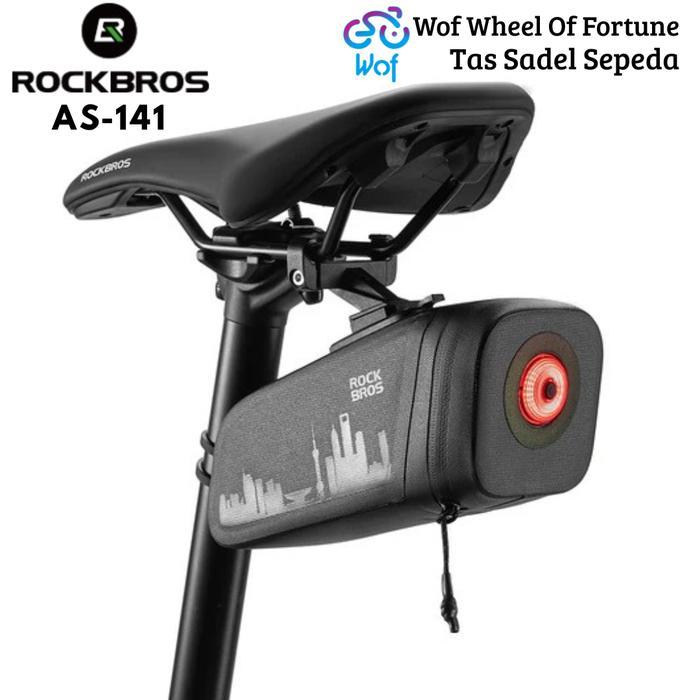 ROCKBROS AS-141 30130087 Tas + Lampu Sadel Belakang Sepeda Gunung Balap Tahan Air dengan Sensor Rem