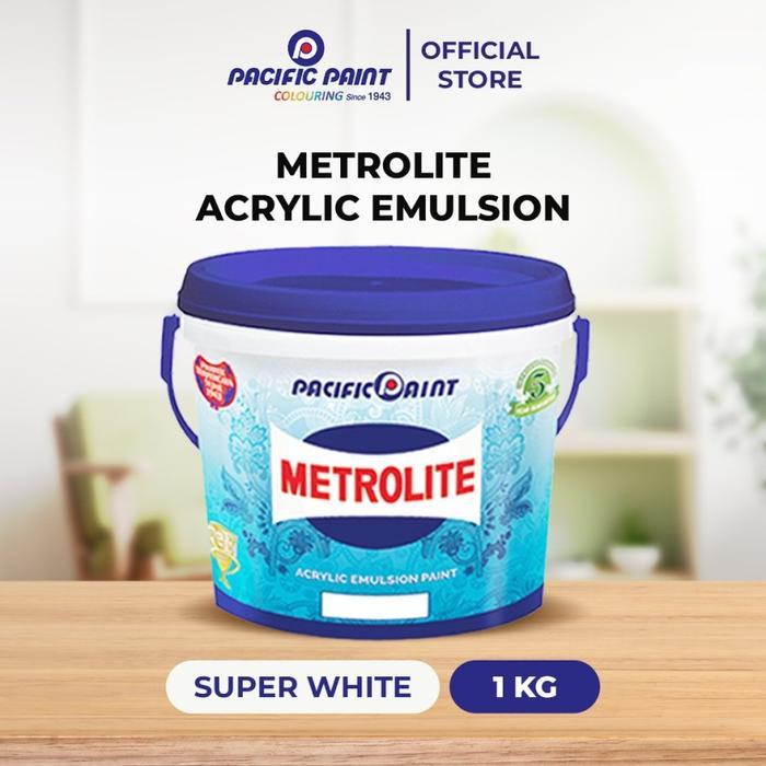 SALE CAT TEMBOK DINDING RUMAH METROLITE WARNA PUTIH KEBIRUAN KEMASAN 1 KG 1KG PACIFIC PAINT PLAFON