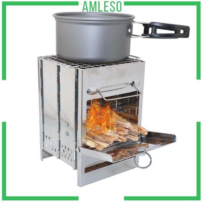 (Amleso) Tungku Kayu Bakar Lipat Untuk Piknik / Backpacking