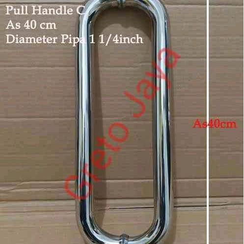 ( 40cm ) Pull Handle C Handel Pegangan Tarikan Pintu Kaca Panjang AS 40 cm Gagang Door Pipa Bulat