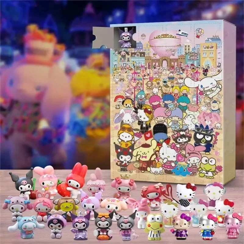 2024 New Sanrio Christmas Advent Calendar Anime Figure Dolls Models Juguetes Advent Surprise Toys
