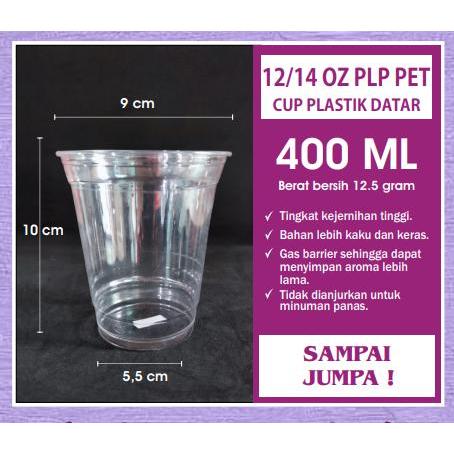 Sablon Cup Plastik / Gelas Plastik Sablon PET / PLP / 12 OZ