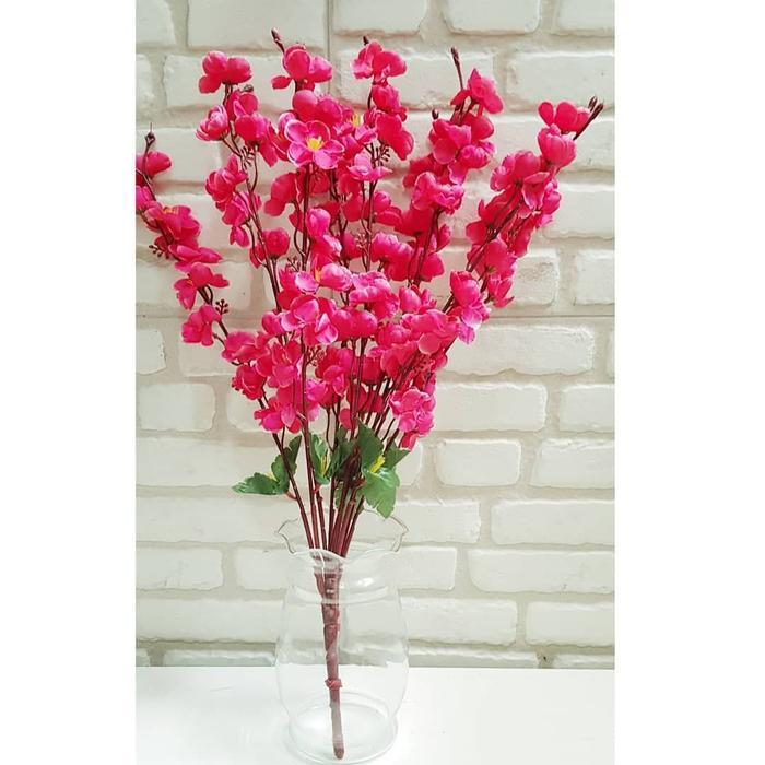 j6p4- Bunga Meihwa Rumpun Pohon Sakura Pink Imlek Pot Bunga Murah Ornamen