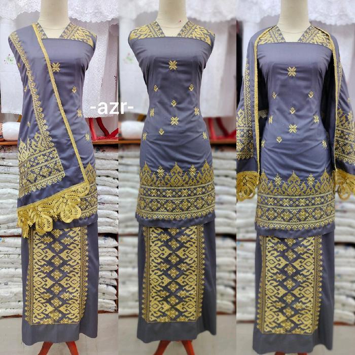 Bahan Baju Kurung Bordir Songket + Selendang Khas Bukittinggi Padang