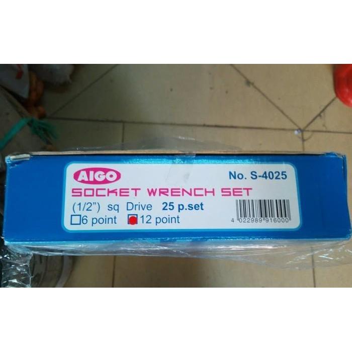 Terbaik Socket Wrench Set 24 Pcs 1/2Inch 12 Pt Aigo Terlaris