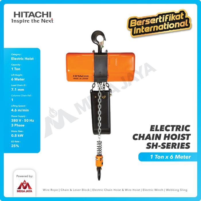 Hitachi Electric Chain Hoist 1 Ton X 6 Meter 3F Sh Series