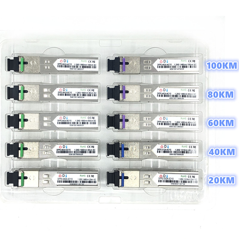 SC SFP Fiber optic module 1.25G SC 20/40/60/80/100KM 1310/1490/1550nm