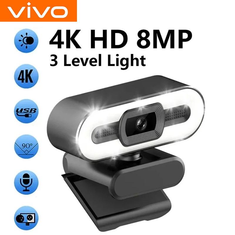 Vivo Portable Full Hd 1080P 2K 4K Webcam Pc Laptop Auto Focus Webcam Streaming Flexible With