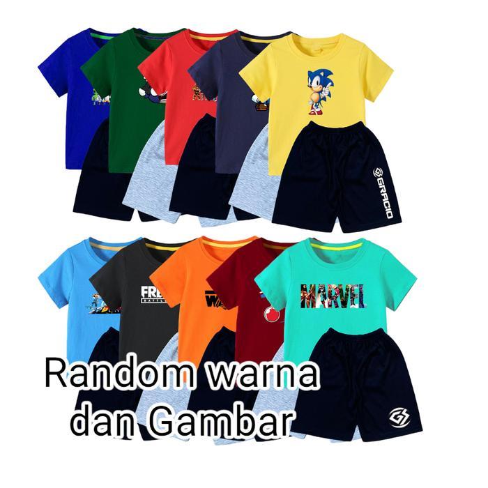 Paket Stelan Anak Cowok Paket Usaha Stelan Kaos Anak Baju Celana Baju Celana 5Pc Original