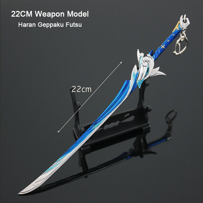22CM Genshin Impact Game Peripherals Kamizato Ayato Weapon Models Haran Geppaku Futsu Keychain