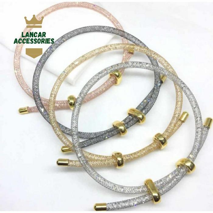 e64c- Gelang Tali Kawat Anti Air Waterproof Untuk Charm Liontin Huruf Emas