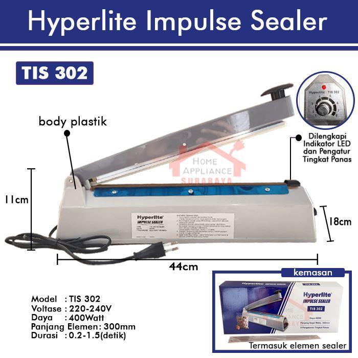 Alat Perekat Press Plastik Aluminium Foil Impulse Sealer Pfs 300 30 Cm Arashi Ais 300 Ais-300 /