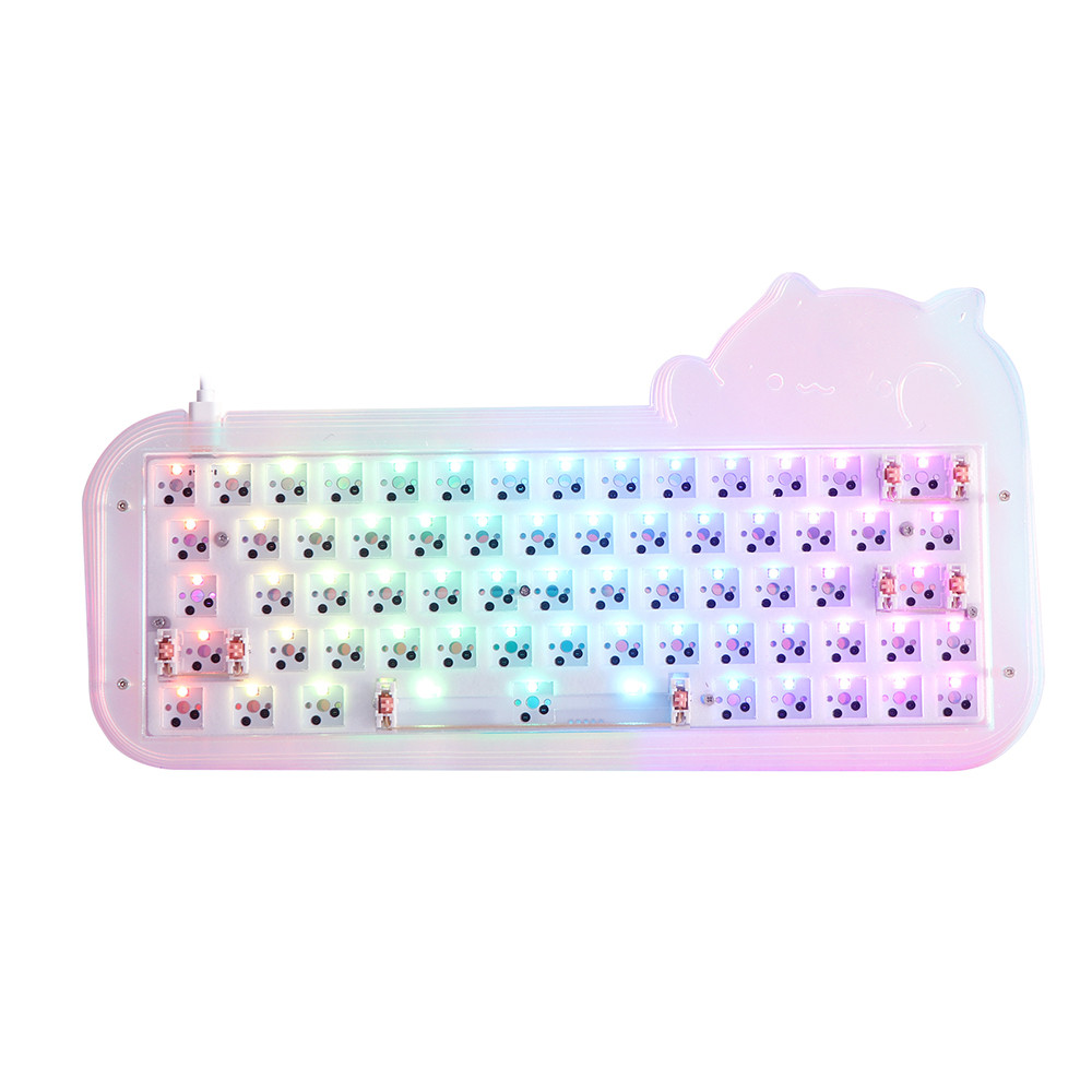 Epomaker Mini Cat 64 Kit 60% Hot Swappable Acrylic RGB Wired Mechanical Keyboard Barebone DIY Kit VI