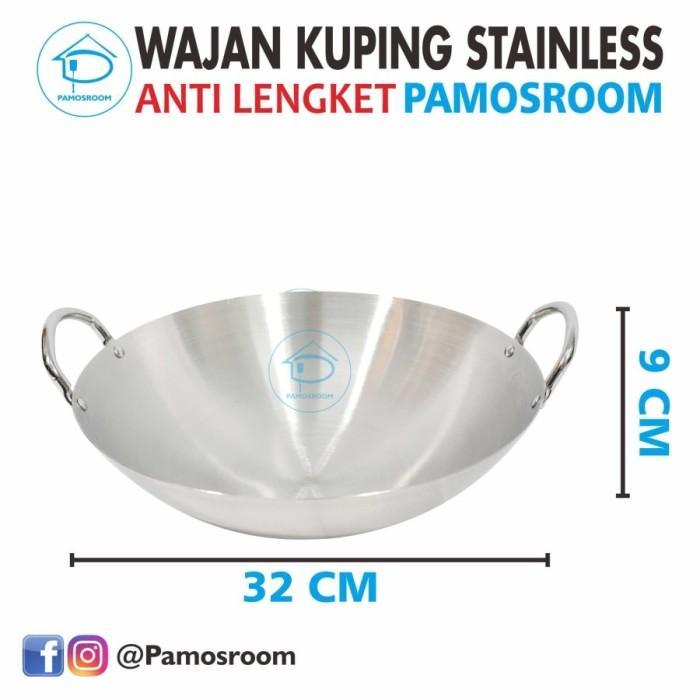 Wajan Gagang Kuping 2 Sisi Stainless Steel Awet Murah Tebal Anti Lengket Premium Calypso Diameter 32