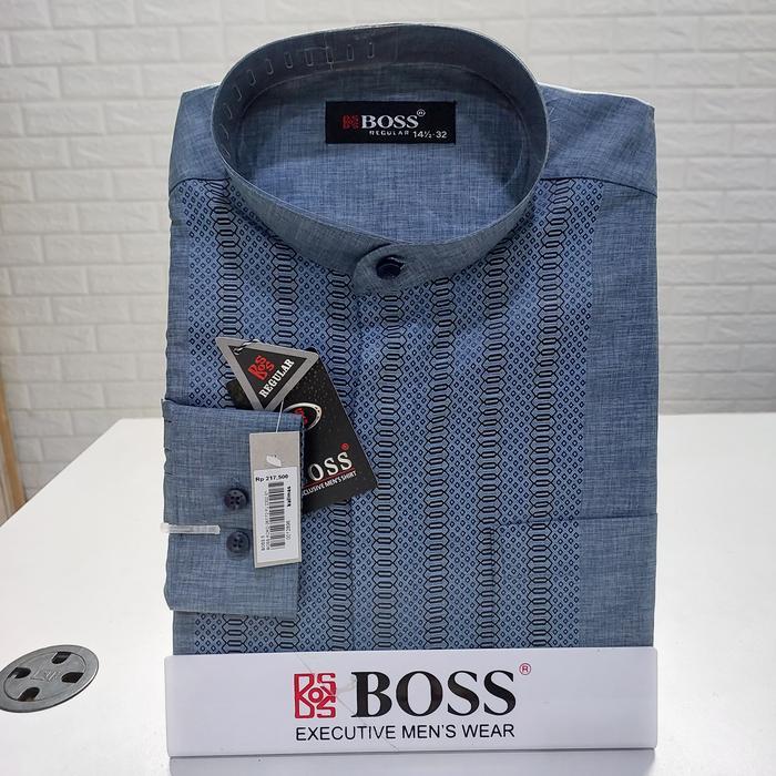 KEMEJA BOSS KOKO LENGAN PANJANG REGULAR BIRU SALEM ABU MUSLIM PRIA DEWASA
