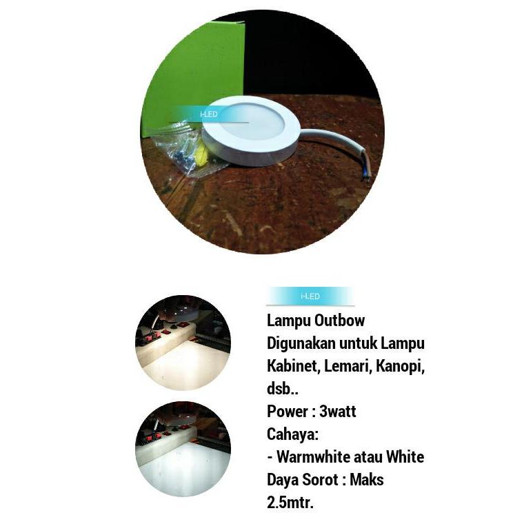 Downlight Outbow 3watt 220v Lampu LED Kabinet Lemari Kanopi Tempel 3W