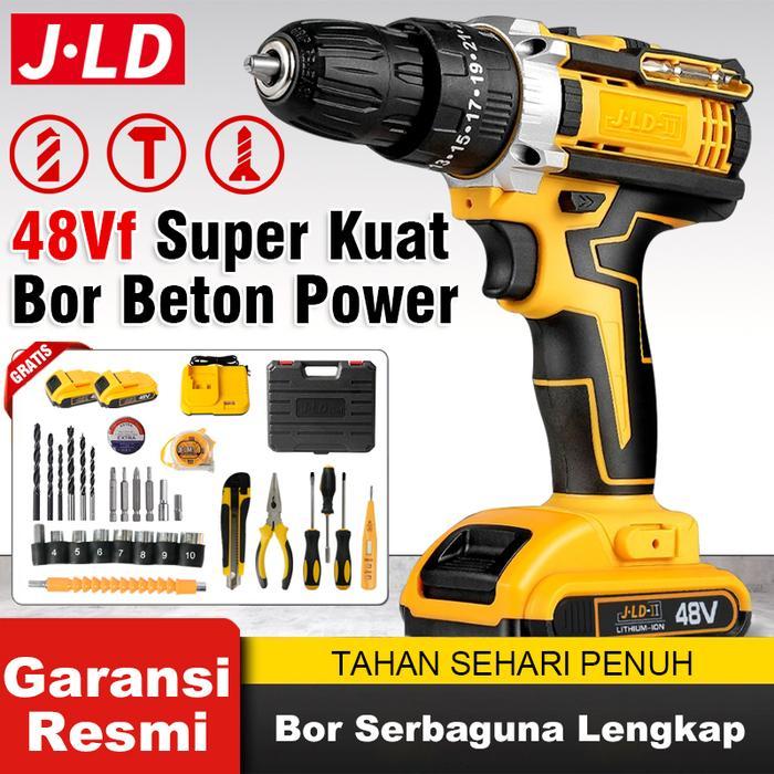 Terlaris - JLD 48Vf Mesin Bor Impact Baterai 2-Speeds Built-in Bit Slots&Level Bor Cas jld 2 Bater
