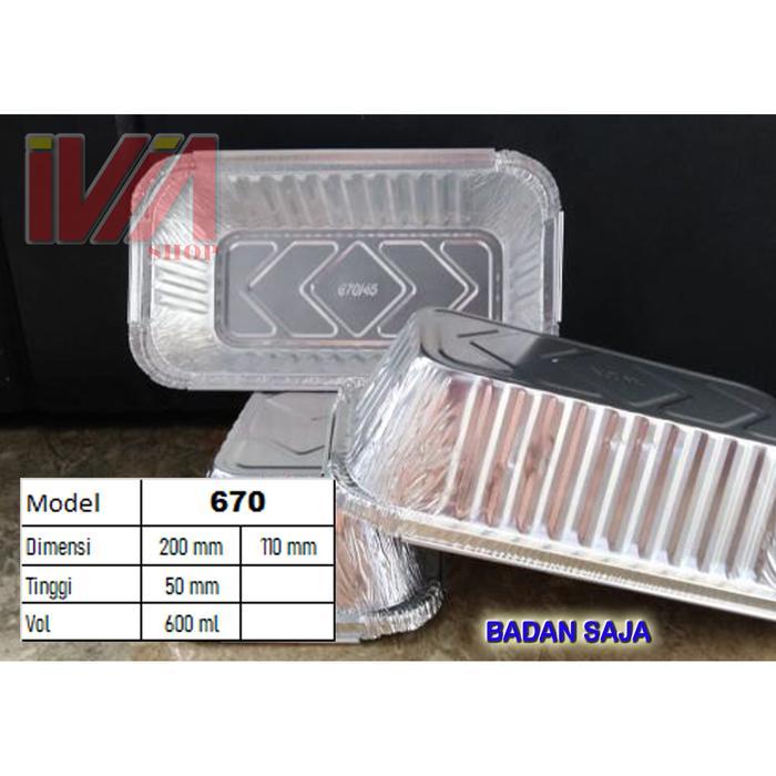ALUMUNIUM FOIL CUP PERSEGI PANJANG 20X10 - 670 / 680 (TANPA TUTUP)
