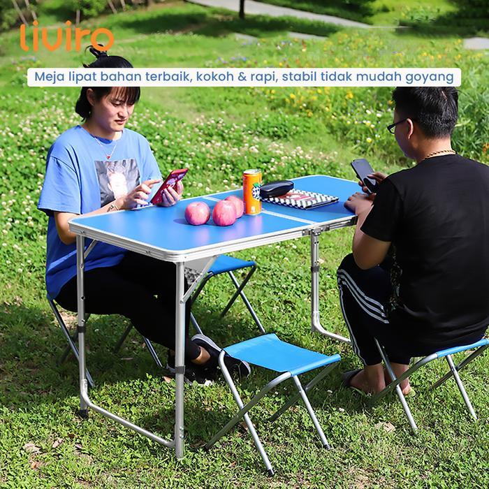 Liviro Meja Lipat Dagang Outdoor Jualan Portable Lubang Payung Tengah Berkualitas Booth Bazar Tenda